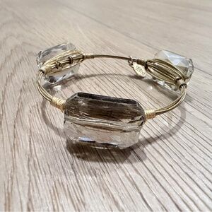 Bourbon & Bowties Elegant Gold Wire and Smokey Gray Gem Stone Women's Bracelet